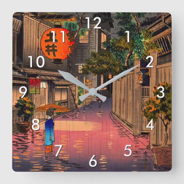 Tsuchiya Koitsu - Evening at Ushigome Square Wall Clock (Front)