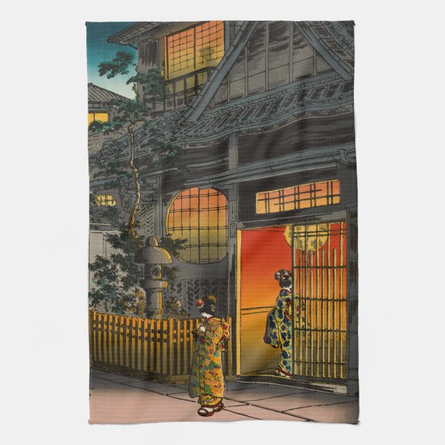 Tsuchiya Koitsu - Side Street Araki in Yotsuya Kitchen Towel (Vertical)