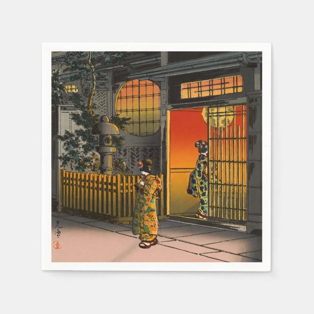 Tsuchiya Koitsu - Side Street Araki in Yotsuya Napkin (Front)