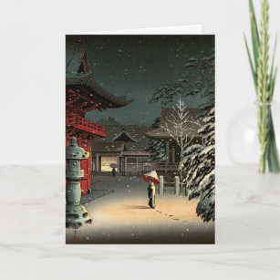 Tsuchiya Koitsu - Snow at Nezu Shrine Card