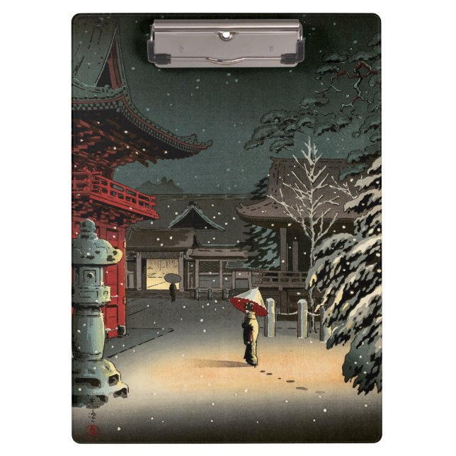 Tsuchiya Koitsu - Snow at Nezu Shrine Clipboard (Front)