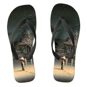 Tsuchiya Koitsu - Snow at Nezu Shrine Flip Flops