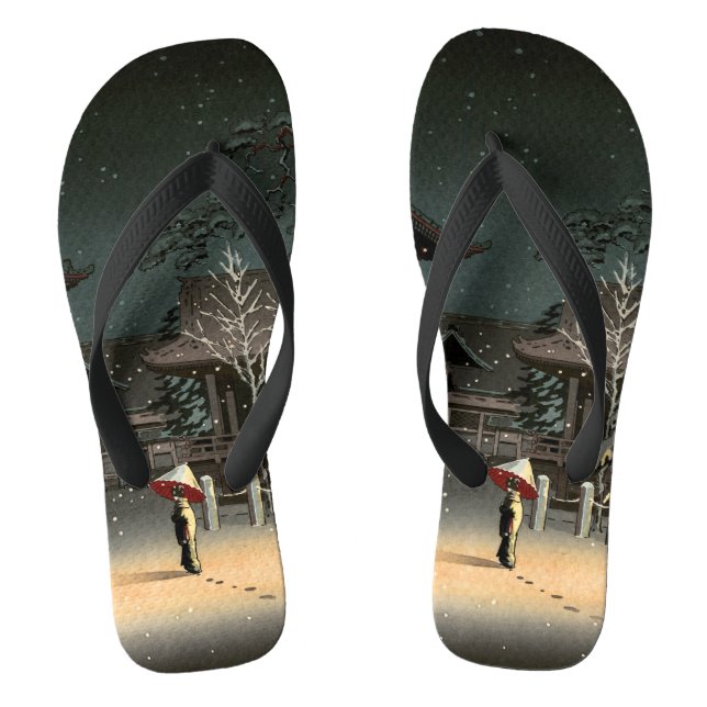 Tsuchiya Koitsu - Snow at Nezu Shrine Flip Flops (Footbed)