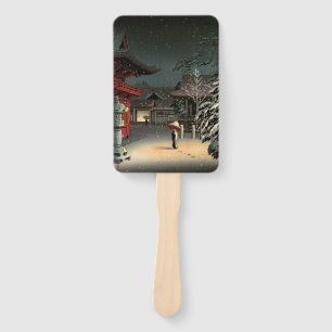 Tsuchiya Koitsu - Snow at Nezu Shrine Hand Fan
