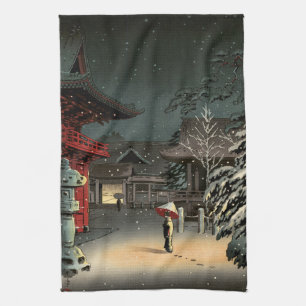 Tsuchiya Koitsu - Snow at Nezu Shrine Kitchen Towel