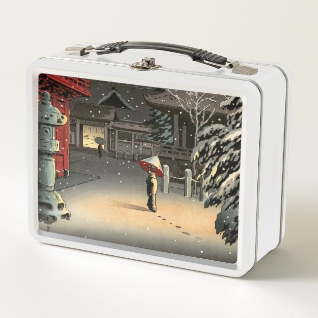 Tsuchiya Koitsu - Snow at Nezu Shrine Metal Lunch Box (Front)