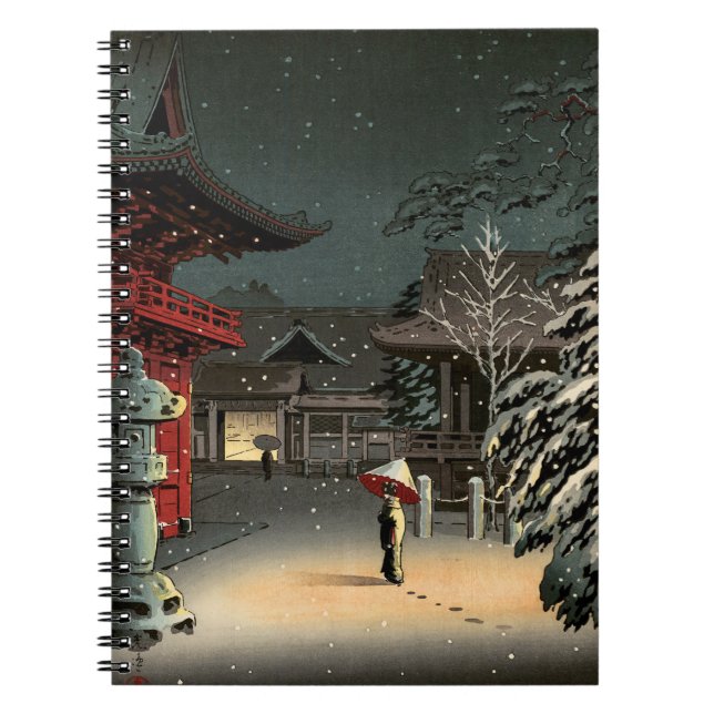 Tsuchiya Koitsu - Snow at Nezu Shrine Notebook (Front)