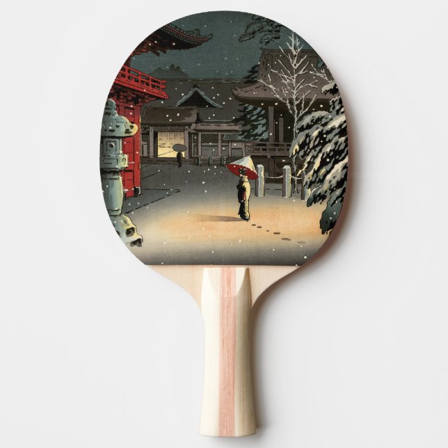 Tsuchiya Koitsu - Snow at Nezu Shrine Ping Pong Paddle (Front)