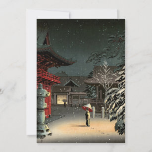 Tsuchiya Koitsu - Snow at Nezu Shrine Thank You Card