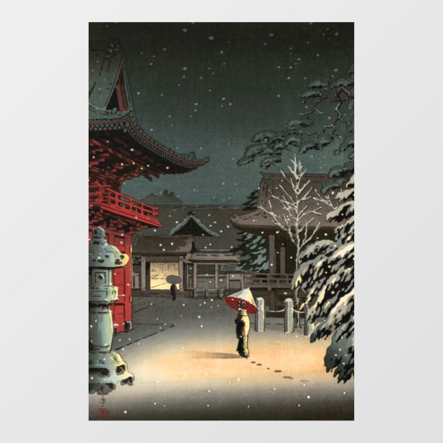 Tsuchiya Koitsu - Snow at Nezu Shrine Window Cling (Sheet)