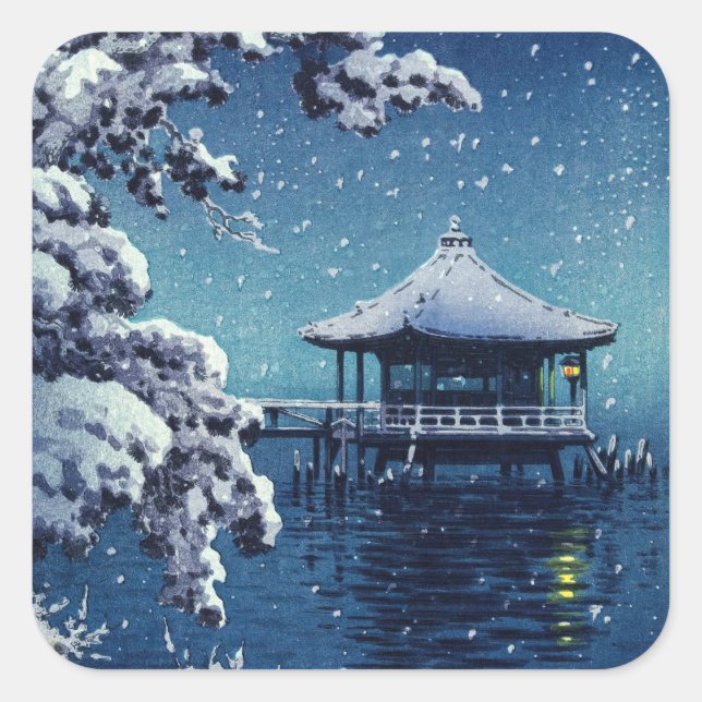 Tsuchiya Koitsu - Snow on the Ukimido at Katada Square Sticker (Front)