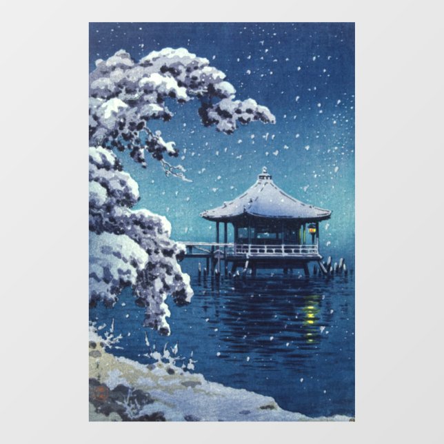 Tsuchiya Koitsu - Snow on the Ukimido at Katada Window Cling (Sheet)