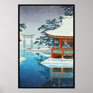 Tsuchiya Koitsu Snowy Miyajima winter scenery art Poster