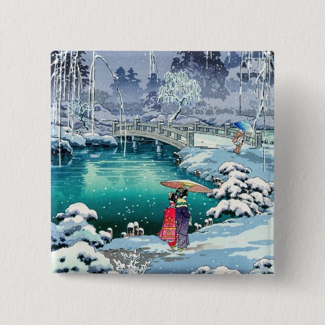 Tsuchiya Koitsu - Spring Snow at Maruyama 2 Inch Square Button (Front)