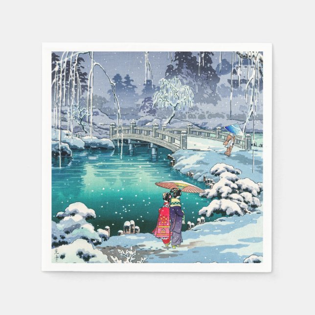 Tsuchiya Koitsu - Spring Snow at Maruyama Napkin (Front)