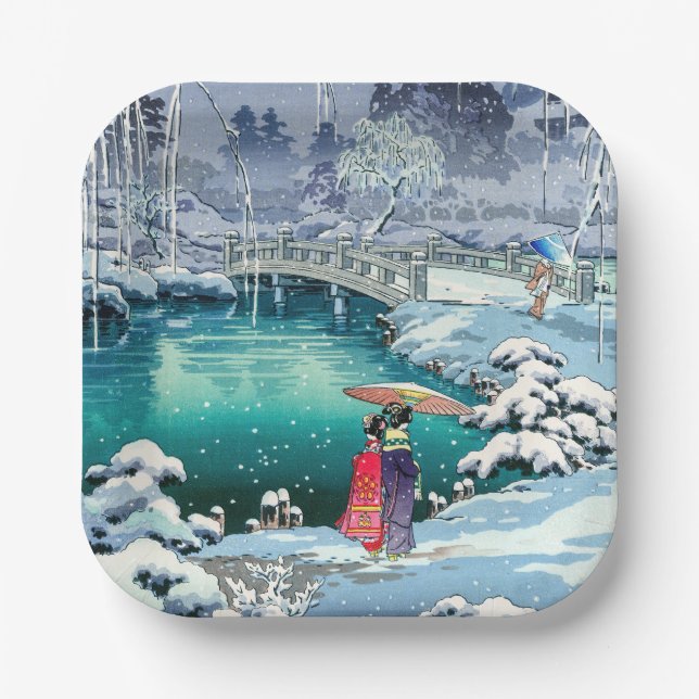 Tsuchiya Koitsu - Spring Snow at Maruyama Paper Plate (Front)