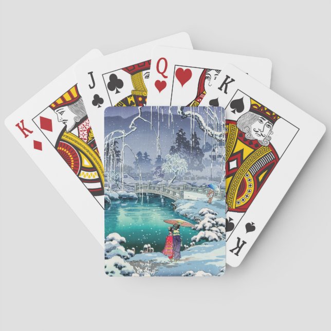 Tsuchiya Koitsu - Spring Snow at Maruyama Playing Cards (Back)