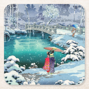 Tsuchiya Koitsu - Spring Snow at Maruyama Square Paper Coaster