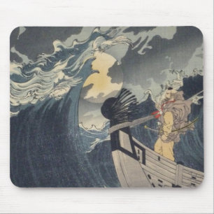 Tsukioka Yoshitoshi - Benkei Against A Full Moon Mouse Pad