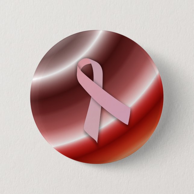 Tsunami Design Cancer Awareness Ribbon 2 Inch Round Button (Front)