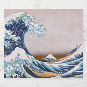 Tsunami Great Wave off Kanagawa Japan by Hokusai Beer Bottle Label