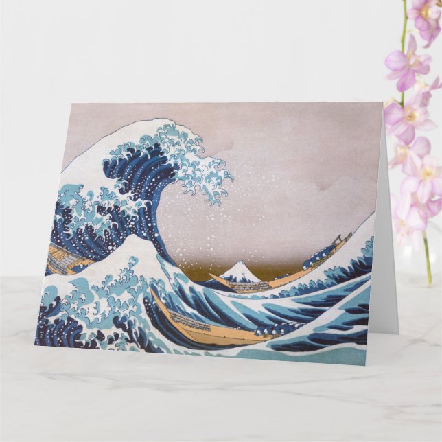 Tsunami Great Wave off Kanagawa Japan by Hokusai Card (Orchid)