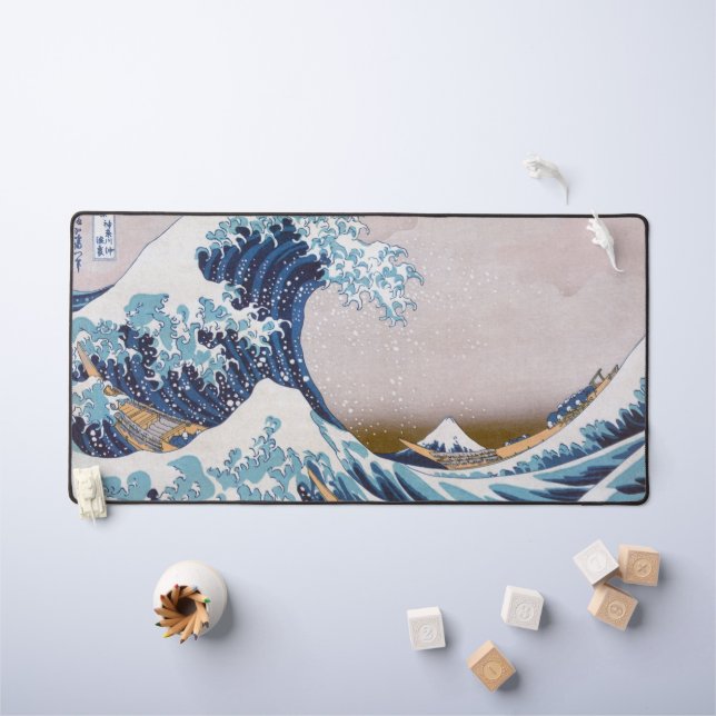 Tsunami Great Wave off Kanagawa Japan by Hokusai Desk Mat (Kids Table)
