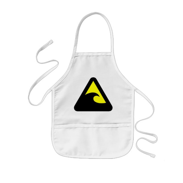 Tsunami Hazard Sign Kids Apron (Front)