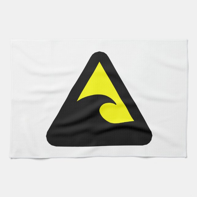 Tsunami Hazard Sign Kitchen Towel (Horizontal)