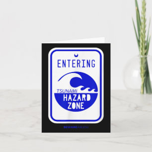 Tsunami Hazard Zone Road Sign Funny Beach And Shor Card