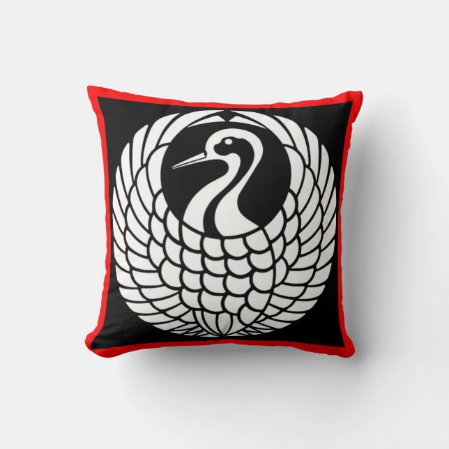 Tsuru Crane square pillow (Front)