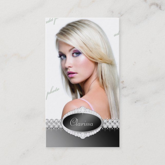 TT-Diamond Bliss Black F Beauty Pageant Photo Card (Front)