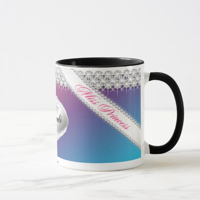 TT-Diamond Bliss Personalized Brunette Mug | Pink (Right)