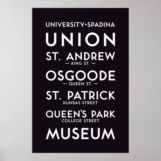 TTC - Affiche Université-Spadina (Devant)