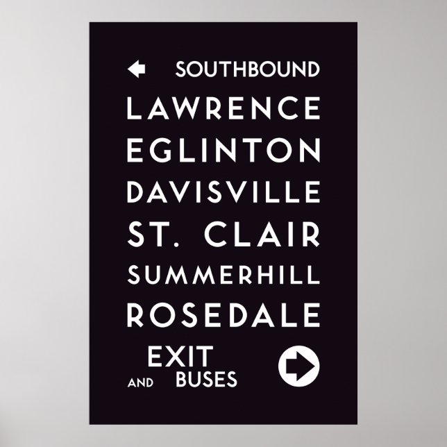 TTC - Southbound Stations Poster (Front)