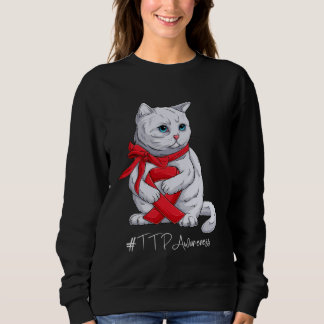 TTP Awareness Month Red Ribbon Cat Sweatshirt