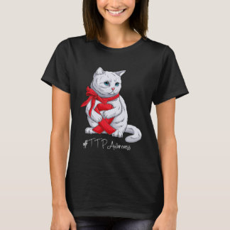 TTP Awareness Month Red Ribbon Cat T-Shirt