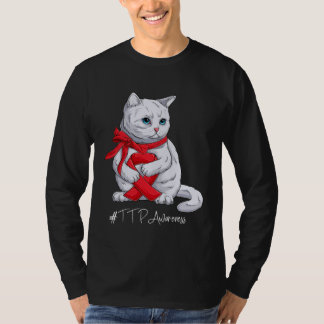 TTP Awareness Month Red Ribbon Cat T-Shirt