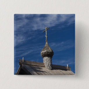 Ttraditional wooden Russian Orthodox church 2 Inch Square Button