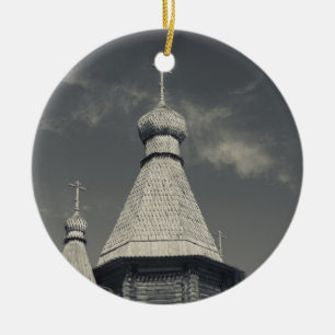Ttraditional wooden Russian Orthodox church Ceramic Ornament