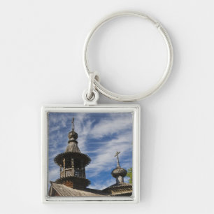 Ttraditional wooden Russian Orthodox church Keychain