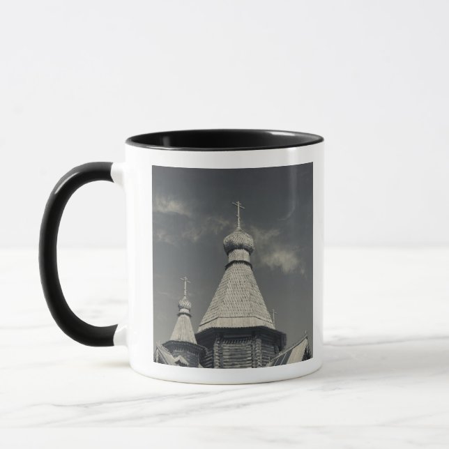 Ttraditional wooden Russian Orthodox church Mug (Left)