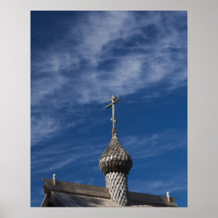 Ttraditional wooden Russian Orthodox church Poster