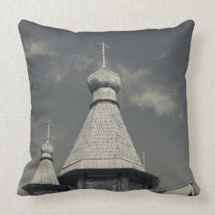 Ttraditional wooden Russian Orthodox church Throw Pillow
