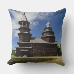 Ttraditional wooden Russian Orthodox church Throw Pillow