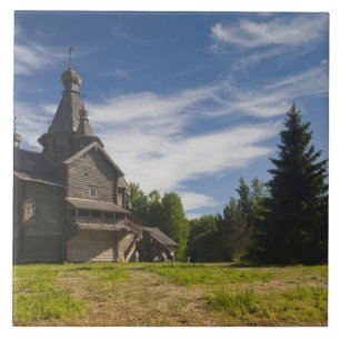 Ttraditional wooden Russian Orthodox church Tile
