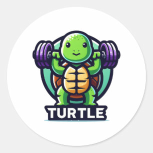 Tturtle squats funny classic round sticker