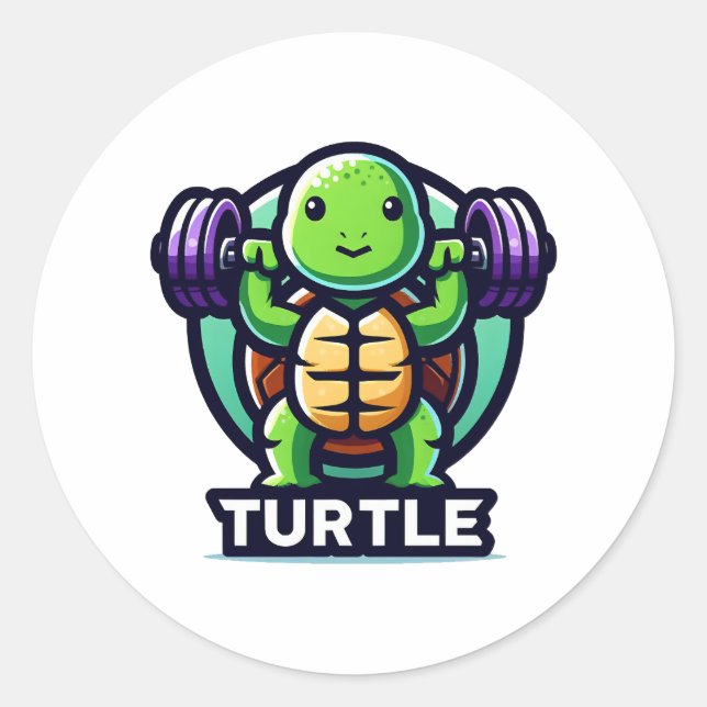 Tturtle squats funny classic round sticker (Front)