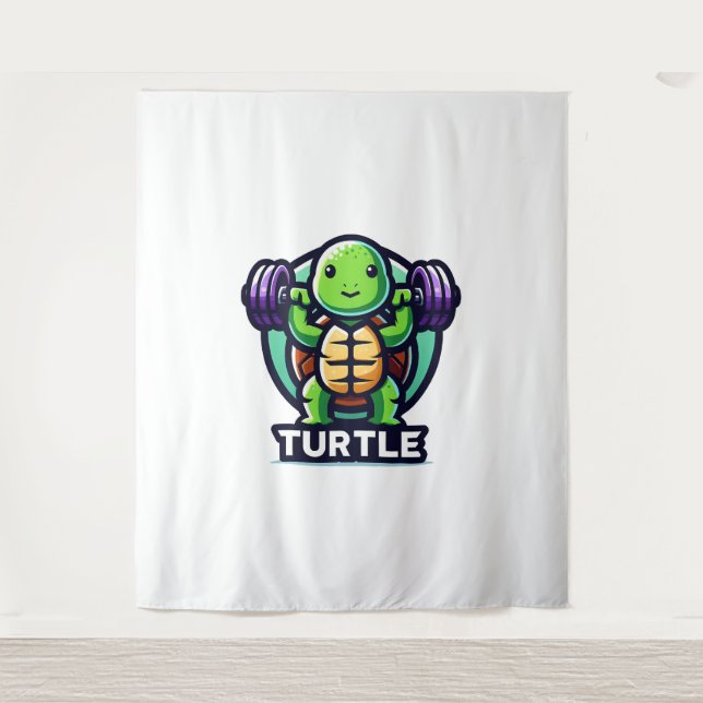 Tturtle squats funny tapestry (Front)