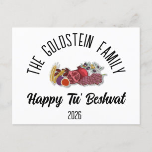 Tu beshvat Jewish Holiday Personalized Family Name Postcard